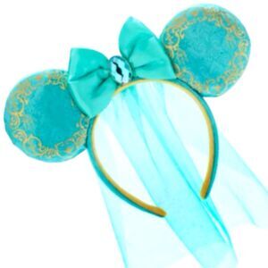 Disney Parks Jasmine Princess Minnie Mouse Ear Headband with Gem and Veil